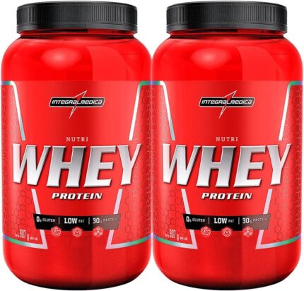 Combo 2x Suplemento em Pó Nutri whey Protein Para Ganho de Peso Chocolate 900g Pote - Integralmedica